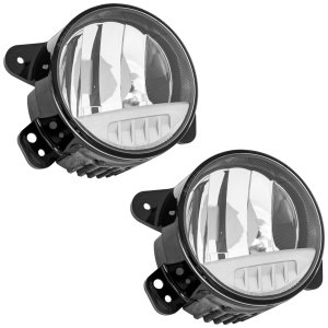 Front Fog Light Assembly for Jeep Wrangler 2007-2021 and Gladiator 2020-2023, LED, Right (Passenger) and Left (Driver), Type 2 (Wrangler JK), Black Bumper (Wrangler JL), Type 1 (Gladiator), Replacement Set