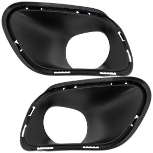 Front Fog Light Molding Pair/Set for 2014-2018 Jeep Cherokee, Textured Black, Right (Passenger) and Left (Driver) Replacement