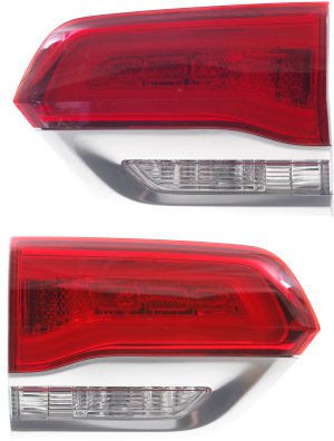 Tail Light Assembly Pair/Set for Jeep Grand Cherokee WK 2014-2022, Right (Passenger) and Left (Driver), Inner, Laredo/Limited/Overland/Summit Models, Granite Trim with Platinum Insert Replacement