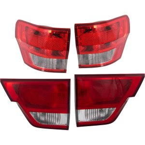 Tail Light Assembly for Jeep Grand Cherokee 2011-2013, Right (Passenger) and Left (Driver) Inner and Outer, Halogen, Replacement Pair/Set