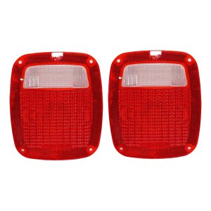 Tail Light Lens Pair/Set for Jeep J10/J20 (1985-1988) and Wrangler (1987-2006), Right (Passenger) and Left (Driver), Red Replacement