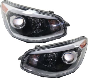 Headlight Assembly Pair/Set for Kia Soul 2017-2019, Right (Passenger) & Left (Driver), Halogen, Projector Type Replacement