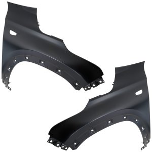 Front Fender Pair/Set for 2021-2023 Kia Seltos LX Model, Right (Passenger) and Left (Driver), Steel, with Side Marker Light Holes, Replacement