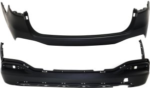 Rear Bumper Cover Set for 2016-2018 KIA Sorento, Upper and Lower Parts, Primed (Ready to Paint) Top; Textured Bottom Replacement