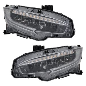 Headlight Assembly Pair/Set for Honda Civic Sedan/Hatchback 2020-2021, Coupe 2020, Touring Model, North America Built Vehicle, LED, Right (Passenger) and Left (Driver) Replacement