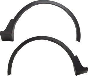Front Wheel Opening Molding Pair/Set for Lincoln MKC 2015-2019, Right (Passenger) and Left (Driver), Textured Black, without Active Park Assist Sensor Holes Replacement