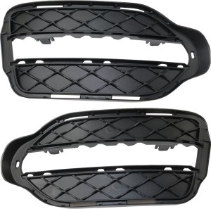 Front Fog Light Cover Pair/Set for 2013-2015 Mercedes-Benz GLK250/GLK350, Right (Passenger) and Left (Driver) Sides, Textured Black, without AMG Styling Package Replacement