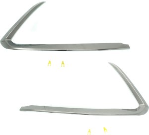 Front Bumper Molding Pair/Set for Mazda CX-9 2016-2023, Right (Passenger) and Left (Driver), Chrome Replacement