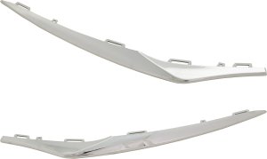 Front Bumper Molding Pair/Set for Mercedes-Benz CLA250, Lower Chrome, Right (Passenger) and Left (Driver), 2017-2019, without AMG Package, Replacement