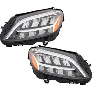 LED Headlight Assembly Pair/Set for 2019-2021 Mercedes-Benz C-Class, Right (Passenger) and Left (Driver) Side, without Adaptive Headlight - Replacement
