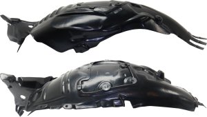 Front Splash Shield Pair/Set for Mercedes-Benz C-Class 2015-2021, Right (Passenger) and Left (Driver), Front Section, Injection Molded Polypropylene, Sedan (Exc. C63 AMG Model) Replacement