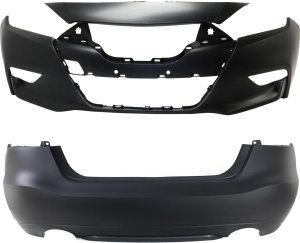 Front and Rear Bumper Cover Set for 2016-2018 Nissan Maxima S Model, Primed (Ready to Paint) - Replacement
