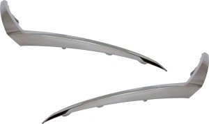 Front Bumper Molding Pair/Set for Nissan Kicks 2021-2023, Right (Passenger) and Left (Driver), SR Model, Chrome Painted Smoke Black, Replacement