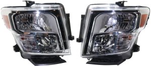 Headlight Assembly Pair/Set for Nissan Titan 2017-2021, Titan XD 2016-2019, Right (Passenger) and Left (Driver), Halogen, Fits S/SV Models, Replacement