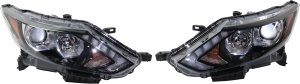 Headlight Assembly Pair/Set for Nissan Rogue Sport 2017-2019, Halogen, Includes Right (Passenger) and Left (Driver) Headlights, Replacement