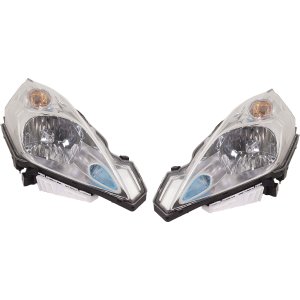 Headlight Assembly Pair/Set for Nissan Leaf 2015-2017, Right (Passenger) and Left (Driver), Halogen Replacement