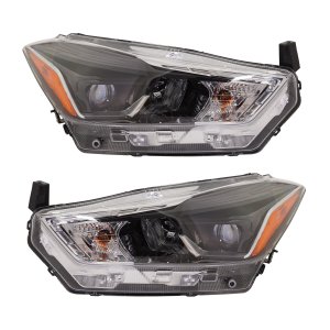 Headlight Assembly for Nissan Kicks 2018-2020, Right (Passenger) and Left (Driver), Halogen, SR Model Replacement Pair/Set