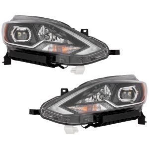Pair/Set - LED Headlight Assembly for Nissan Sentra 2016-2017, Right (Passenger) and Left (Driver) Replacement