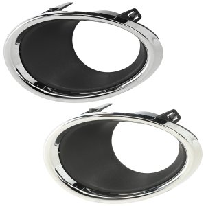 Fog Light Molding Pair/Set for Nissan Rogue Sport 2017-2019, Right (Passenger) and Left (Driver), Chrome Bezel, Black Molding, Replacement