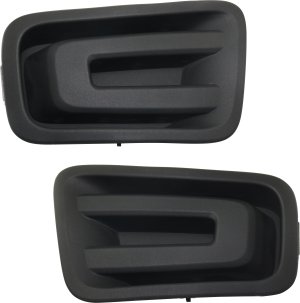 Front Fog Light Cover Pair/Set for Nissan Titan 2017-2019 / Titan XD 2016-2019, Right (Passenger) and Left (Driver), Textured Black, without Fog Light Hole, Replacement