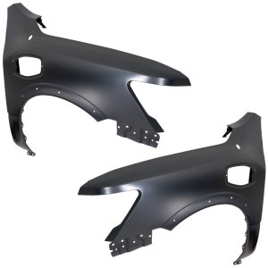 Front Fender Pair/Set for 2016-2017 Nissan Titan XD, Right (Passenger) and Left (Driver), Primed (Ready to Paint), Extended/Crew Cab, with Wheel Opening Molding, Replacement