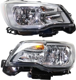 Headlight Assembly Pair/Set for Subaru Forester 2017-2018, Right (Passenger) and Left (Driver), Halogen Replacement