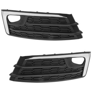 Fog Light Cover Pair/Set for 2020-2022 Subaru Impreza Sedan, Right (Passenger) and Left (Driver), with Fog Light Holes, Chrome Molding, Replacement