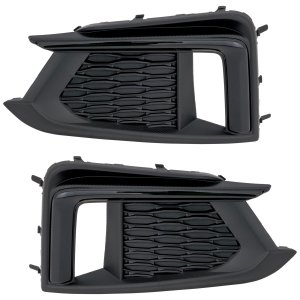 Front Fog Light Cover for Subaru Impreza 2017-2019, Right (Passenger) and Left (Driver), Textured Glossy Black w/ Daytime Running Light, Replacement Pair/Set
