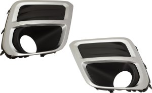Front Fog Light Molding Pair/Set for Subaru Forester 2019-2021, Right (Passenger) and Left (Driver), Black and Chrome Replacement