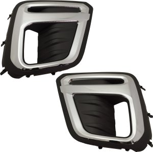 Front Fog Light Molding Replacement Pair/Set for Subaru Forester 2019-2021, Right (Passenger) and Left (Driver), Black and Chrome