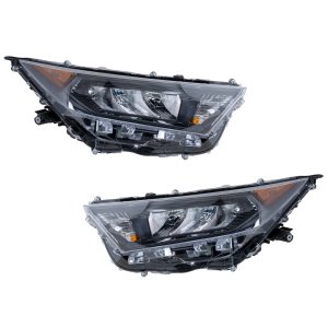 Headlight Assembly Pair/Set for Toyota RAV4 2019-2022 LE Model, North America Built Vehicle, Includes Left (Driver) and Right (Passenger) Lights, Replacement