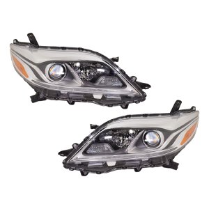 Headlight Pair/Set for Toyota Sienna 2015-2020, Right (Passenger) & Left (Driver), Lens and Housing, Xenon, without HID Pair/Set - Replacement