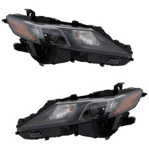 Headlight Assembly Pair/Set for 2018-2022 Toyota Camry XSE Model w/ TRD Package, including Hybrid SE, SE/TRD for 2021, Right (Passenger) and Left (Driver), Halogen, North America Built, without LED Signal Light, Replacement