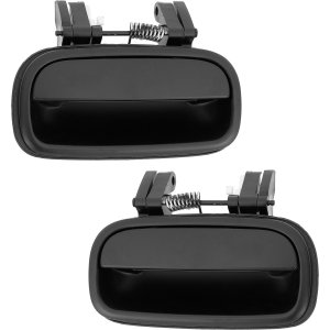 Rear Exterior Door Handle Pair/Set for Toyota Tundra 2000-2006, Right (Passenger) and Left (Driver), Smooth Black Replacement