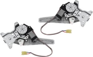 Power Rear Window Regulator Pair/Set for 2007-2012 Toyota Yaris Sedan, Right (Passenger) and Left (Driver), with Motor, 2 Pins, Replacement