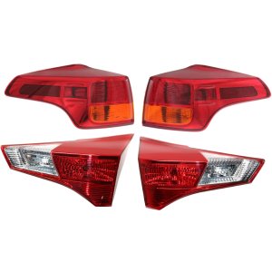 Tail Light Assembly Pair/Set for Toyota RAV4 2013-2015, Right (Passenger) and Left (Driver), Inner and Outer, Halogen, Excluding EV Model, North America Built Vehicle Replacement