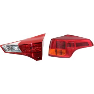 Tail Light Assembly Set for Toyota RAV4 2013-2015 Right (Passenger), Inner and Outer, Halogen, Exception for EV Model, North America Built Vehicle Replacement