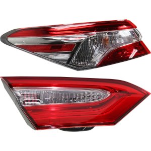 Tail Light Set for 2018-2020 Toyota Camry, Left (Driver) Side, Inner and Outer, Halogen Replacement