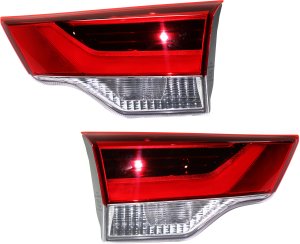 LED Tail Light Assembly Pair/Set for 2017-2019 Toyota Highlander, Includes Right (Passenger) and Left (Driver) Inner Lights, Replacement