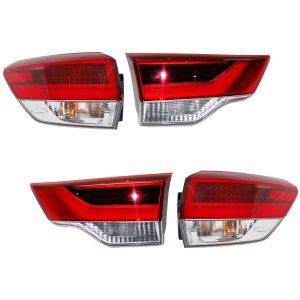 Tail Light Assembly for 2017 Toyota Highlander, Halogen, Inner and Outer, Right (Passenger) and Left (Driver), Replacement Pair/Set