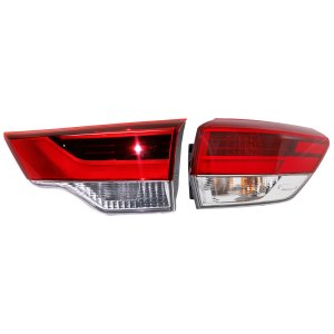 Tail Light Assembly Set for 2017 Toyota Highlander, Right (Passenger) Side, Inner and Outer, Clear & Red Lens, Halogen Replacement