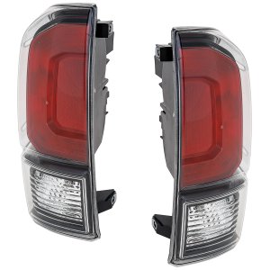 Pair/Set - Tail Light Assembly for Toyota Tacoma 2020-2023, Right (Passenger) and Left (Driver), Halogen, with Black Bezel, Replacement Set