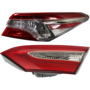 Tail Light Assembly Pair/Set for Toyota Sonata 2018-2019, Right (Passenger) and Left (Driver), Inner and Outer, Halogen, Excludes Hybrid Model, Replacement