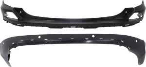 Bumper Cover Set for 2016-2018 Toyota RAV4, Rear Upper and Lower, with Parking Aid Sensor Holes, Replacement