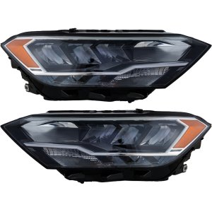 Headlight Assembly Pair/Set for Volkswagen Jetta 2019-2023, LED, Right (Passenger) and Left (Driver), Composite Type, Excluding GLI Model, Replacement