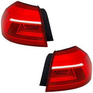 Tail Light Assembly Pair/Set for 2016-2017 Volkswagen Passat, Outer, Halogen, Right (Passenger) and Left (Driver), Replacement