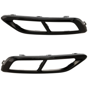 Pair/Set - Rear Bumper Molding and Tail Pipe Cover Pair/Set for 2022-2023 Volkswagen Tiguan, Right (Passenger) and Left (Driver), Gloss Black, Compatible with Comfort R-Line Black/SE R-Line Black Models, Replacement