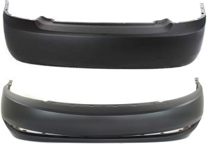 Front and Rear Bumper Cover Set for 2003-2004 Saturn Ion, Primed (Ready to Paint), Perfect for Sedan Model - Replacement