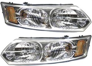 Headlight Assembly for Saturn Ion 2003-2007, Right (Passenger) and Left (Driver), Halogen, Sedan, Replacement Pair/Set