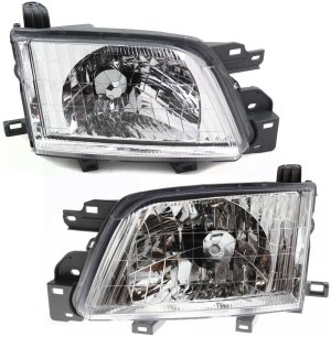 Headlight Assembly Pair/Set for 2001-2002 Subaru Forester, Halogen, Right (Passenger) and Left (Driver) Replacement